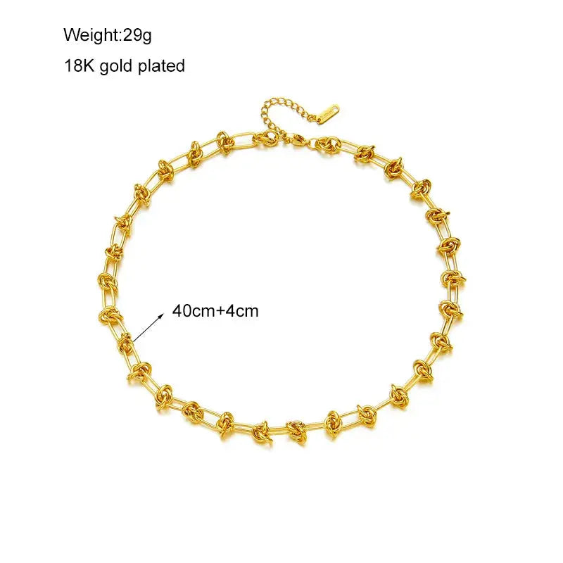 DIEYURO 316L Stainless Steel Gold Silver Color Twist Knot Necklace Bracelets For Womens Girl New Fashion Non-fading Jewelry Set Smart_Life_Tech