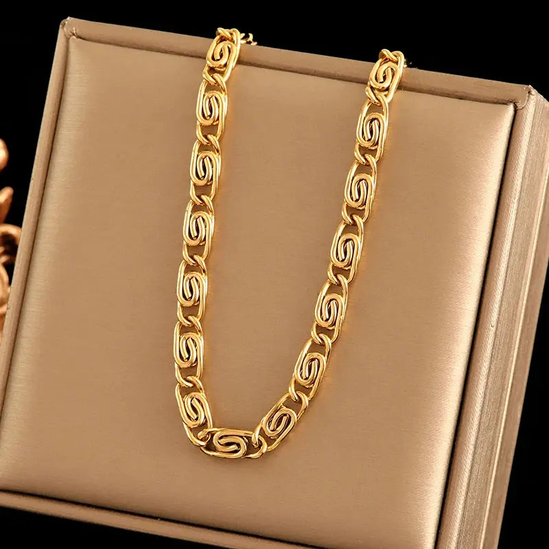 EILIECK 316L Stainless Steel Metal Chain Necklace For Women Fashion 18K Gold Plated Neck Chain Waterproof Jewelry Lady Gift Smart_Life_Tech