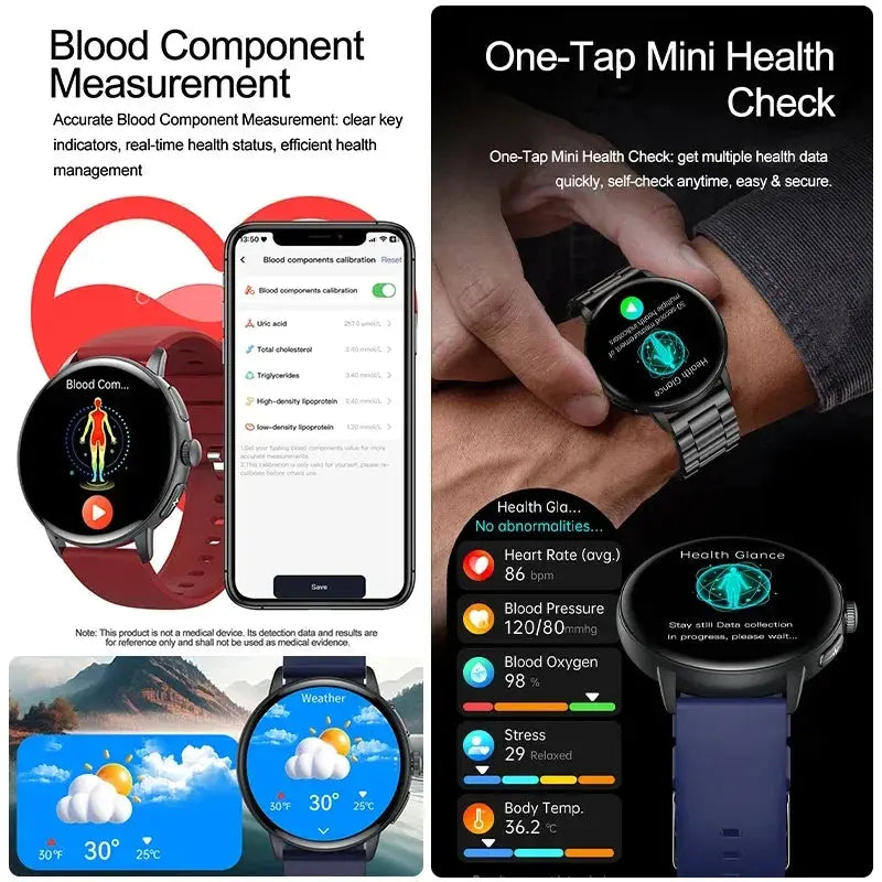 2026 New physical health Analysis Uric Acid Smart Watch Body Fat ECG+PPG BP Blood Oxygen HD Clock BT Call Smart Watch Men Women Smart_Life_Tech