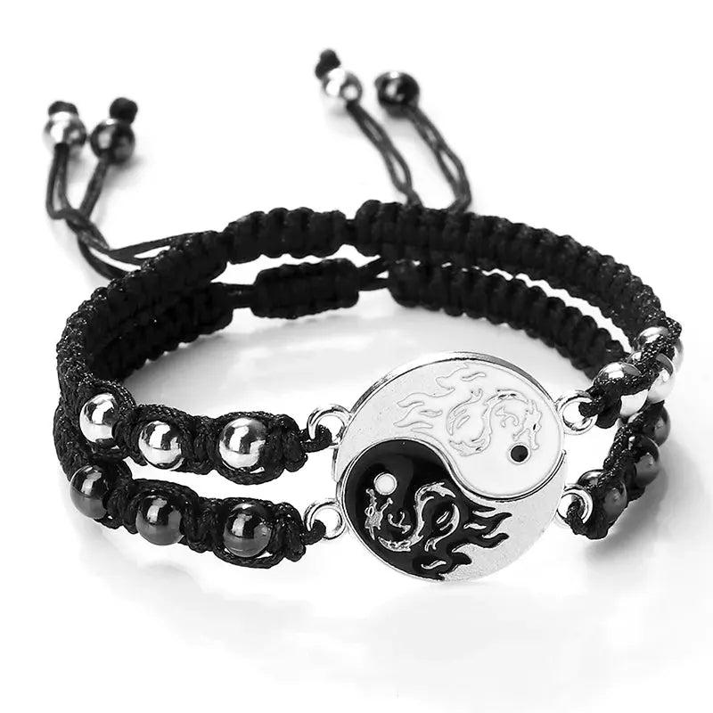 2Pcs/set Dragon Tai Chi Gossip Braided Bracelet for Women Men Best Friends Adjustable Yin Yang Bracelets Fashion Couple Jewelry Smart_Life_Tech