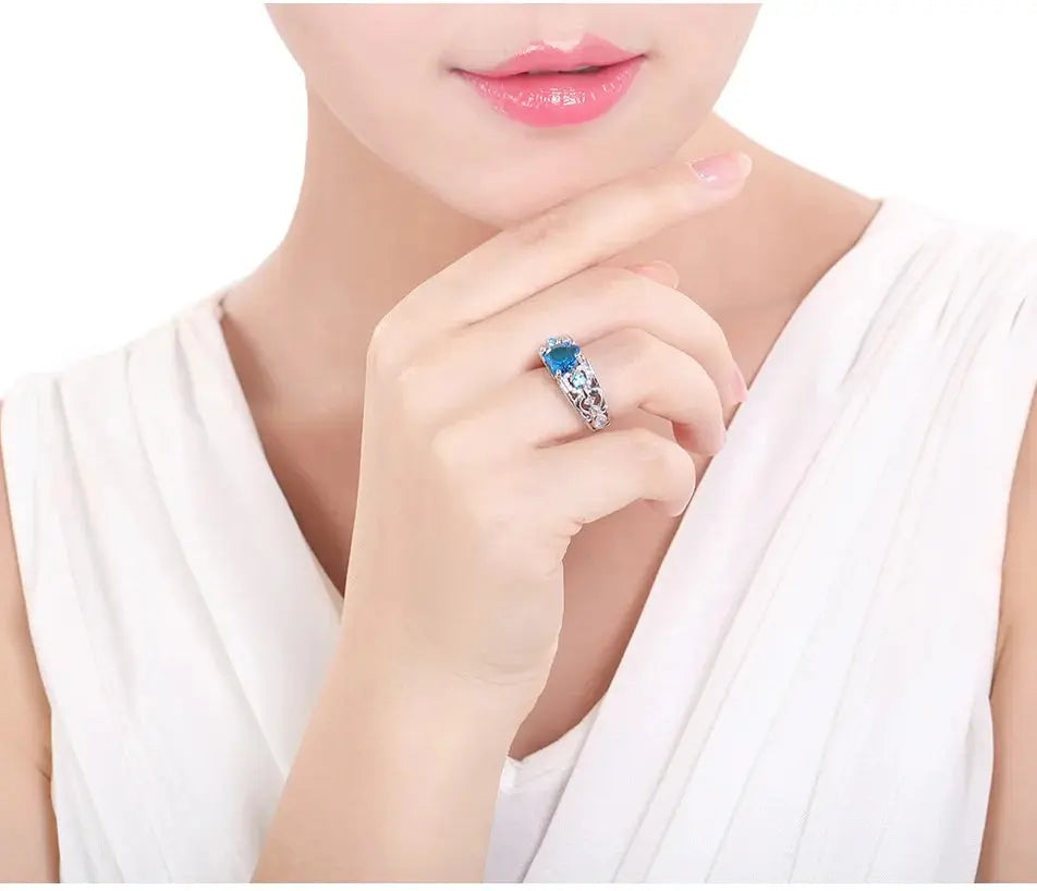 Classic 5 Color Authentic 925 Sterling Silver Ring Multicolor Love Heart Zircon Ring Wedding Jewelry Gift for Mother Anel Bijoux Smart_Life_Tech