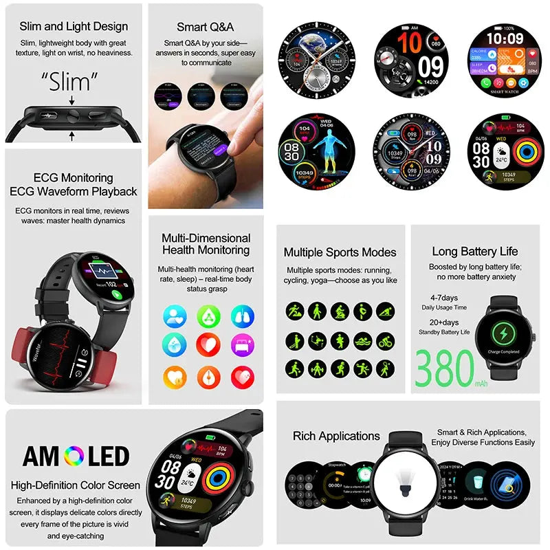 2026 New physical health Analysis Uric Acid Smart Watch Body Fat ECG+PPG BP Blood Oxygen HD Clock BT Call Smart Watch Men Women Smart_Life_Tech