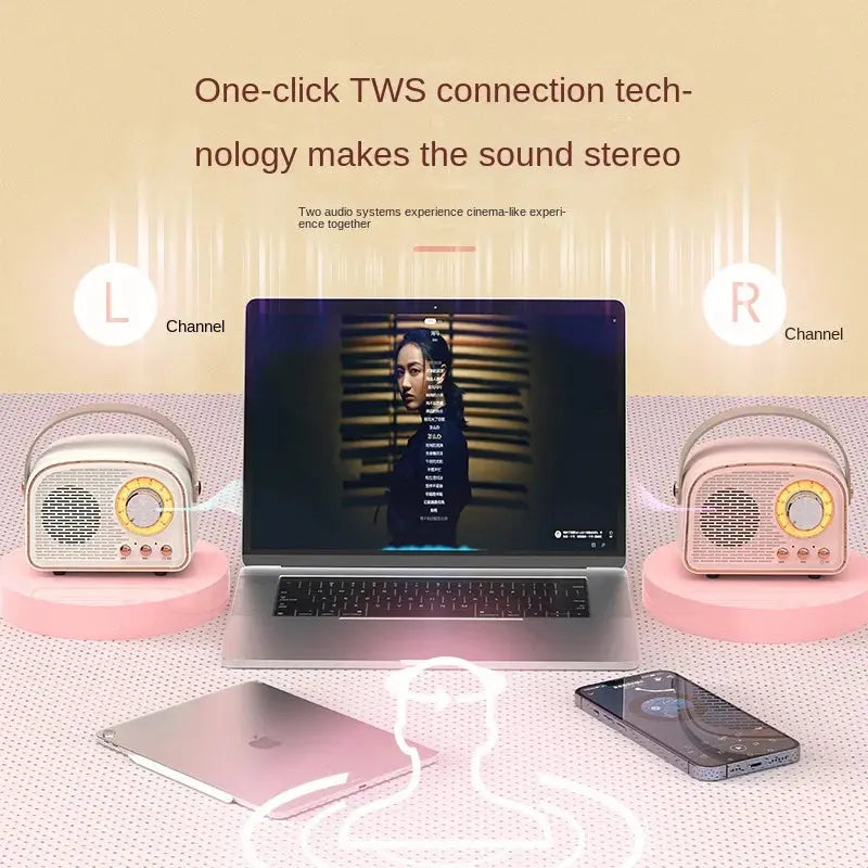 Retro Mini Bluetooth Speaker DW21 Classical Music Player Sound Stereo Subwoofer Portable Decoration Speakers Home Music Player Smart_Life_Tech