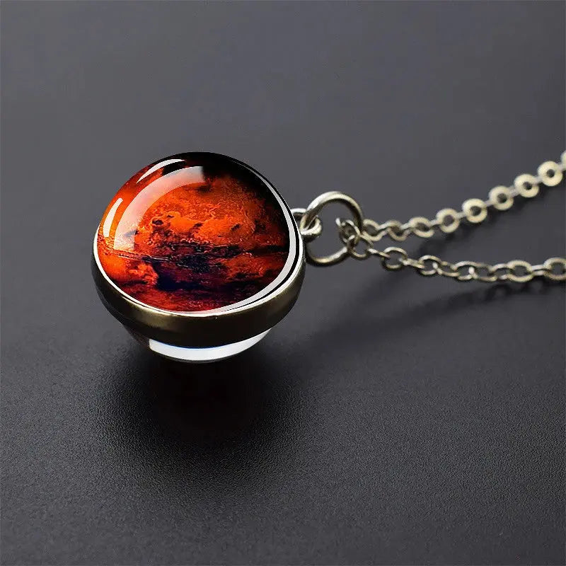 Funny Solar System Planet Necklace Moon Earth Saturn Jupiter Glass Button Pendant Necklace Universe Nebula Space Jewelry Smart_Life_Tech