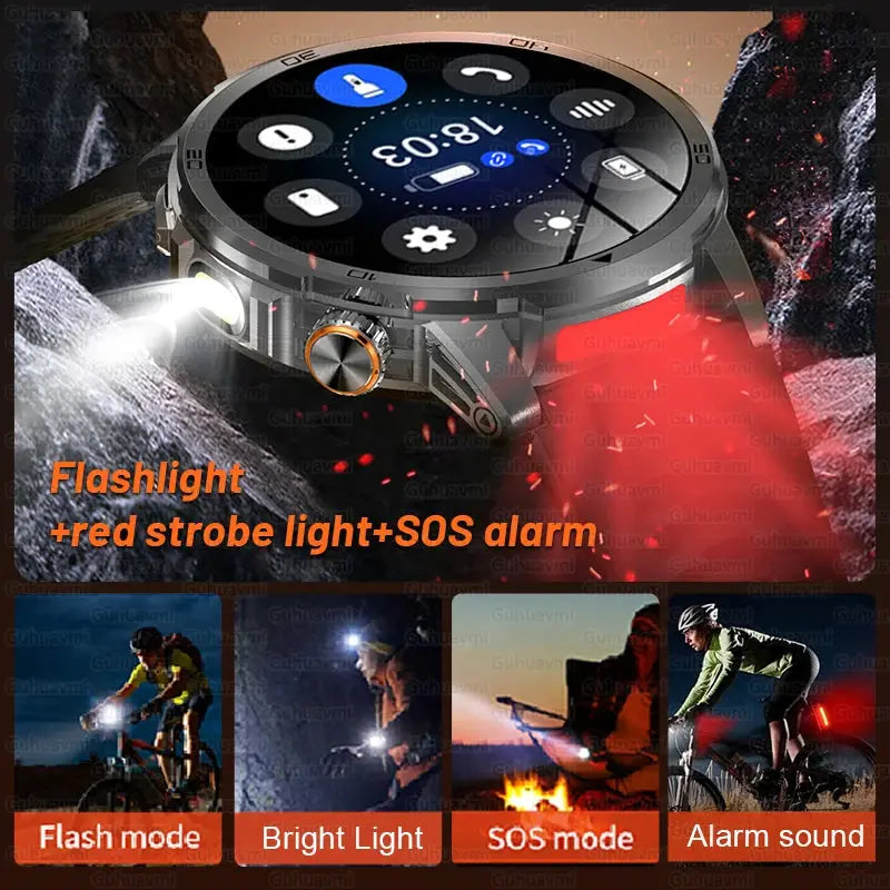 2026 New Military Outdoor Smart Watch 1.85‘’ AMOLED 1000mAh Large Battery 5ATM Waterproof Voice Call Sports Men Fitness Bracel Smart_Life_Tech