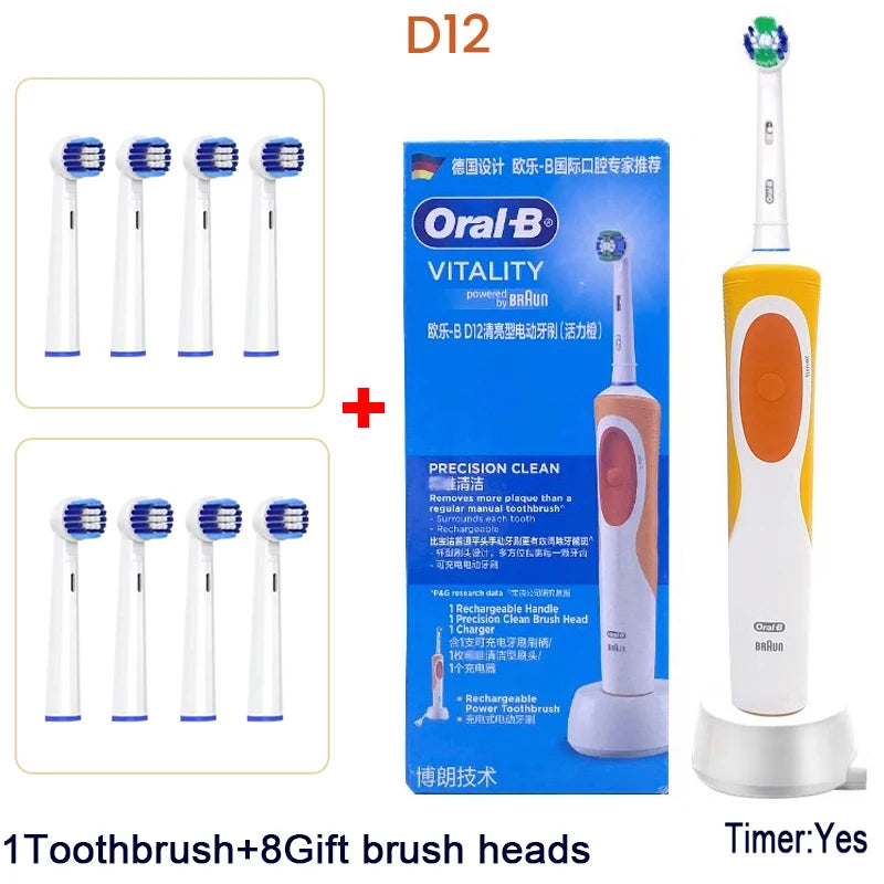 Oral-B Electric Toothbrush Rotation Vibrate Clean 3D White Tooth Adult Electric Tooth Brush Rechargeable Replaceable Brush Heads