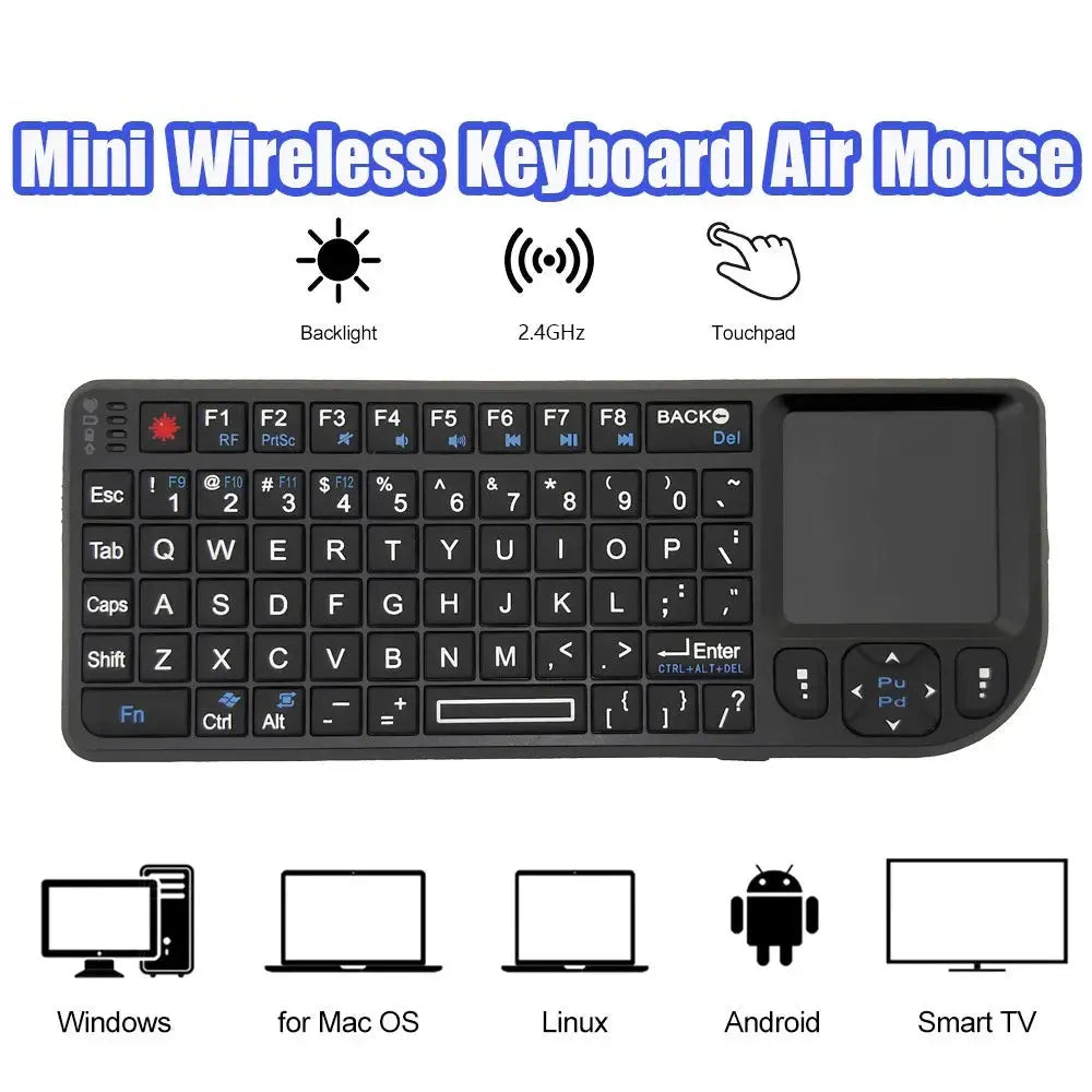A8 Mini Wireless Keyboard 2.4G 7 Color Backlit 3 in1 Handheld Keyboard with Touchpad Air Mouse for Android TV Box PC Tablet Smart_Life_Tech