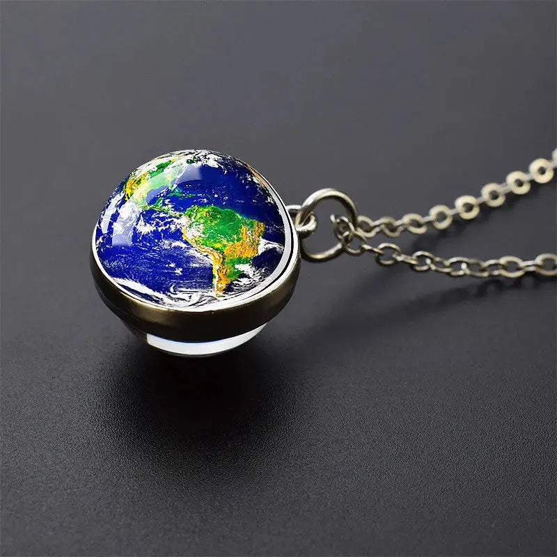 Funny Solar System Planet Necklace Moon Earth Saturn Jupiter Glass Button Pendant Necklace Universe Nebula Space Jewelry Smart_Life_Tech
