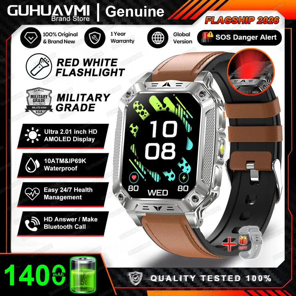 2026 New 1400mAh Big Battery Smart Watch Men Outdoor GPS Flashlight 10ATM Waterproof Bluetooth Call AMOLED HD Sports Smartwatch Smart_Life_Tech