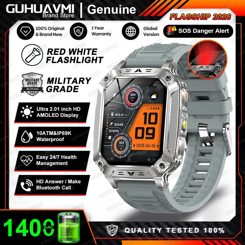 2026 New 1400mAh Big Battery Smart Watch Men Outdoor GPS Flashlight 10ATM Waterproof Bluetooth Call AMOLED HD Sports Smartwatch Smart_Life_Tech