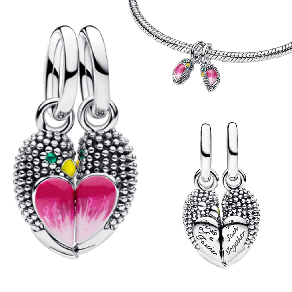 2026 New 925 Sterling Silver Four Leaf Clover Flower Dog Heart Pendant Bead fit DIY Women's Bracelets Necklaces Jewelry Gifts