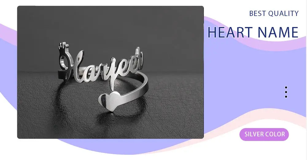 Custom Double First Name Finger Ring For Women Men Personalized Couple Family Gift Gold Color Stainless Steel Metal Jewelry Smart_Life_Tech