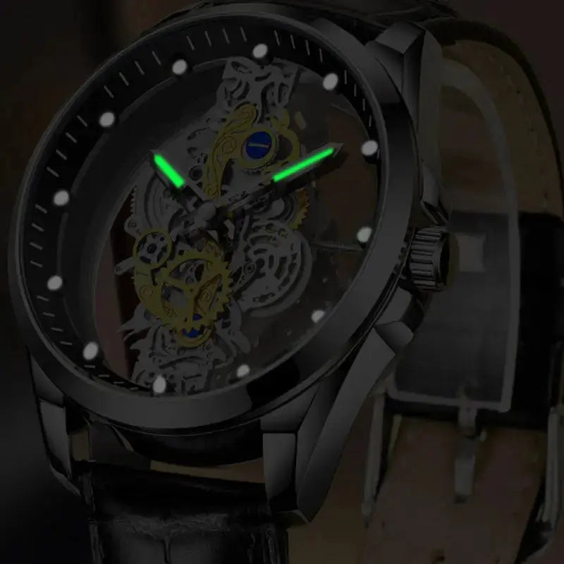 Hot Trendy Fashion Wholesale Men Golden Skeleton Automatic Quartz Wrist Watches Luxury Smart_Life_Tech