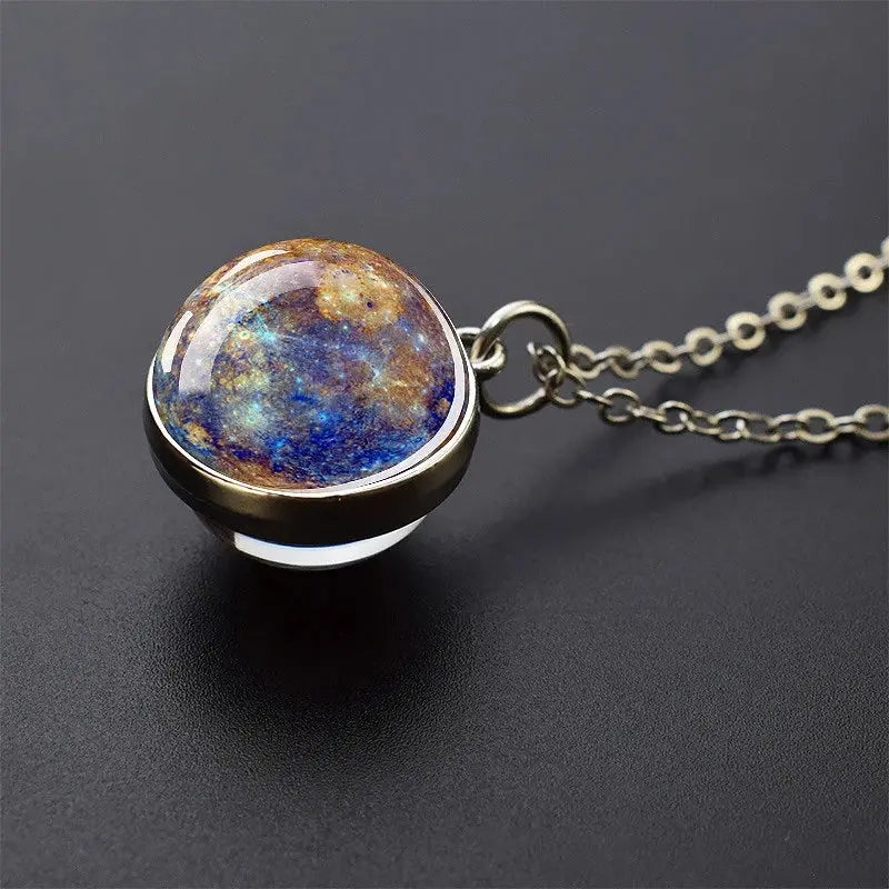 Funny Solar System Planet Necklace Moon Earth Saturn Jupiter Glass Button Pendant Necklace Universe Nebula Space Jewelry Smart_Life_Tech