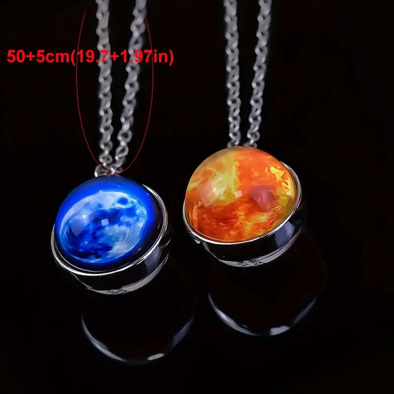 Funny Solar System Planet Necklace Moon Earth Saturn Jupiter Glass Button Pendant Necklace Universe Nebula Space Jewelry Smart_Life_Tech