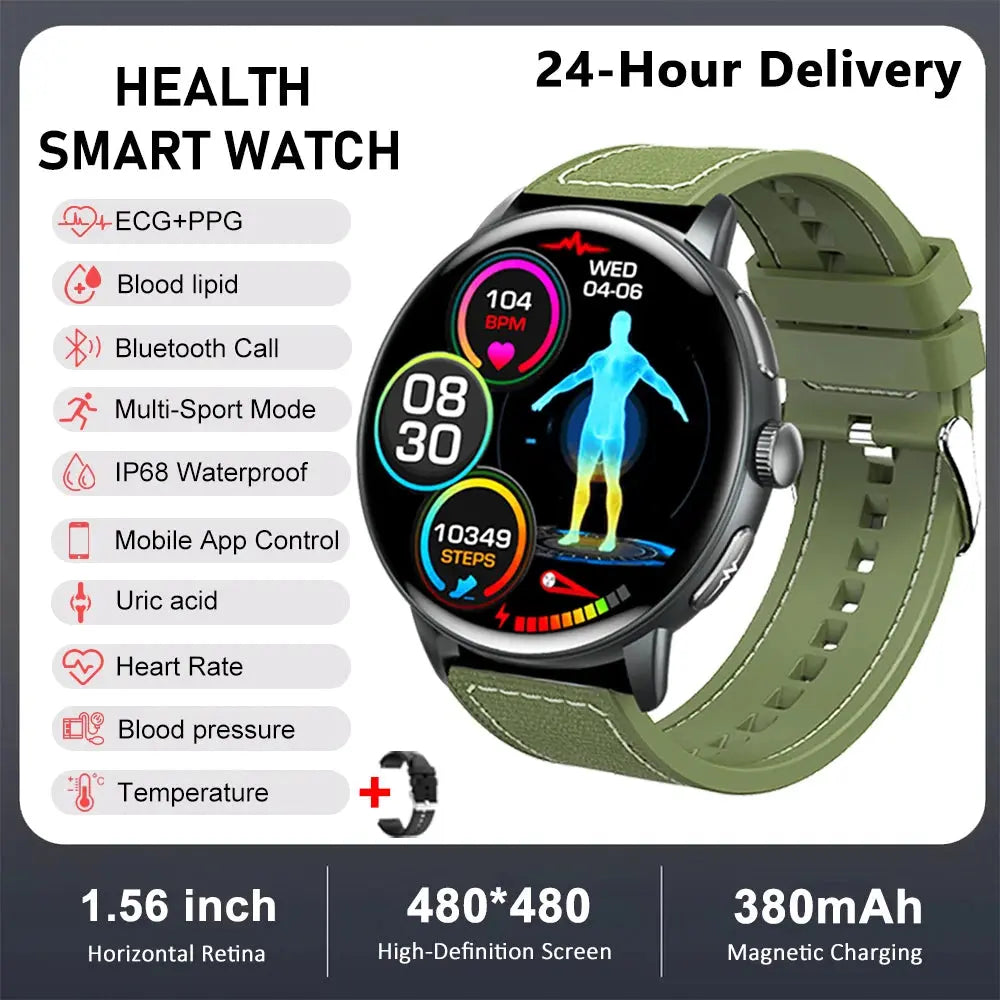 2026 New physical health Analysis Uric Acid Smart Watch Body Fat ECG+PPG BP Blood Oxygen HD Clock BT Call Smart Watch Men Women Smart_Life_Tech