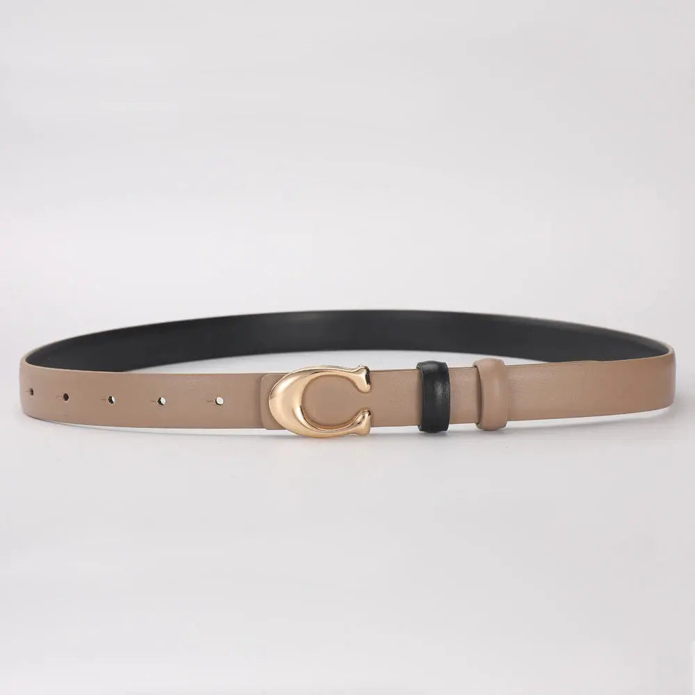 High-quality Women's Fashionable Belt C-shaped Buckle Smooth Buckle Temperament Double-sided Gift For Mother Using Belt Smart_Life_Tech