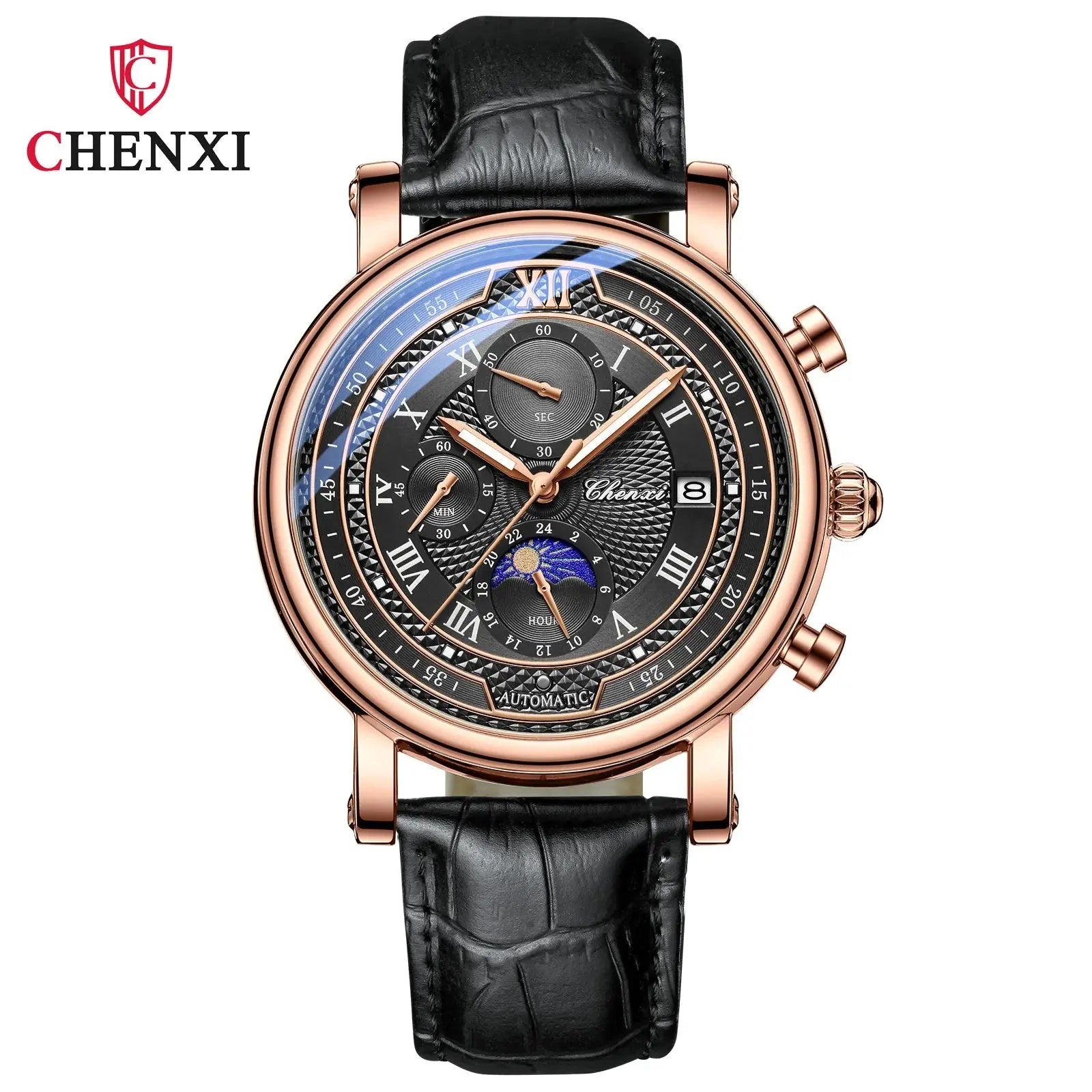 Chenxi 976 Leather Chronograph Date Men's Phase Of The Moon Timing Business Luminous Quartz Watch Relojes para hombres Smart_Life_Tech