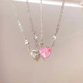 Y2K Pink Planet Heart Zircon Pendant Necklaces Women Fashion Aesthetic Clavicle Chain Necklace Valentines Day Gift Party Jewelry Smart_Life_Tech